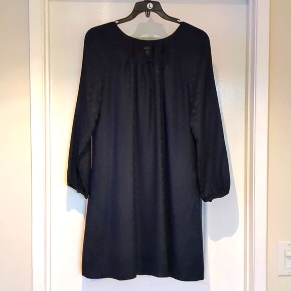 J. Crew Navy Knee Length Silk Jacquard Tonal Shift Dress Size 6 - Picture 5 of 15